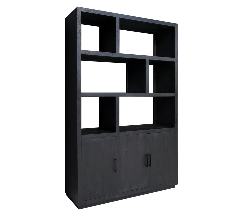 Armoire Avessadas de Nancy - Armoire murale - Armoire sur pied - Bois de manguier - Noir - 145 x 50 x 230 cm