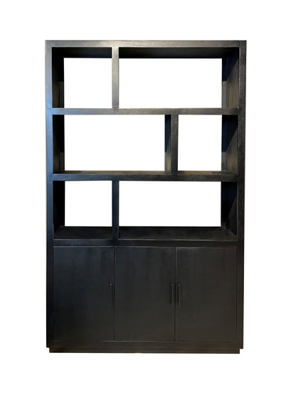 Nancy's Avessadas Kast - Wandkast - Staande Kast - Mangohout - Zwart - 145 x 50 x 230 cm