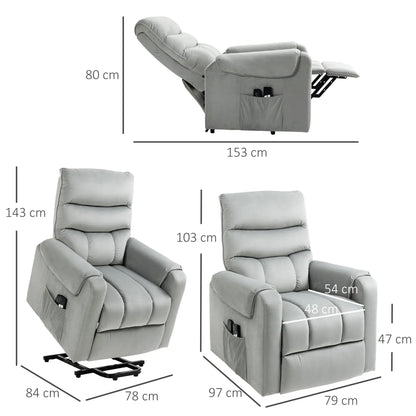 Nancy's Ruiva Sta op stoel - Opsta stoel - Seniorenstoel - Massagestoel - Relaxfauteuil - Grijs - Fluweel