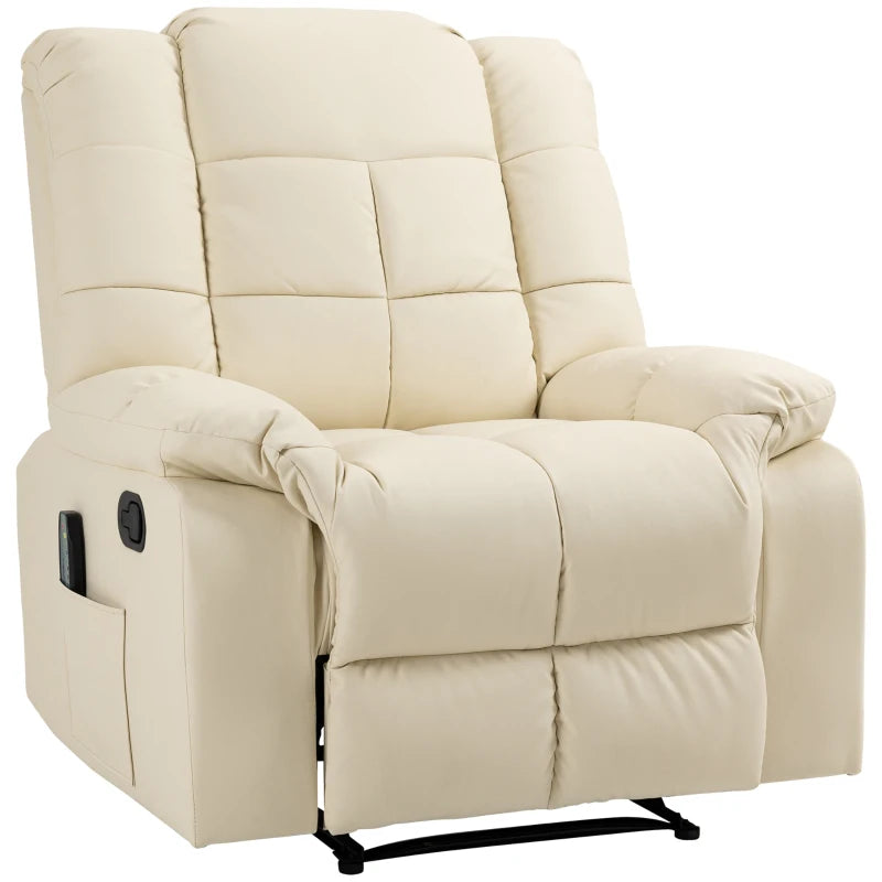 Nancy's Alfero Massagestoel - Relaxstoel - Relaxfauteuil - Met Afstandsbediening - Verstelbare Rugleuning - Créme - Kunstleer