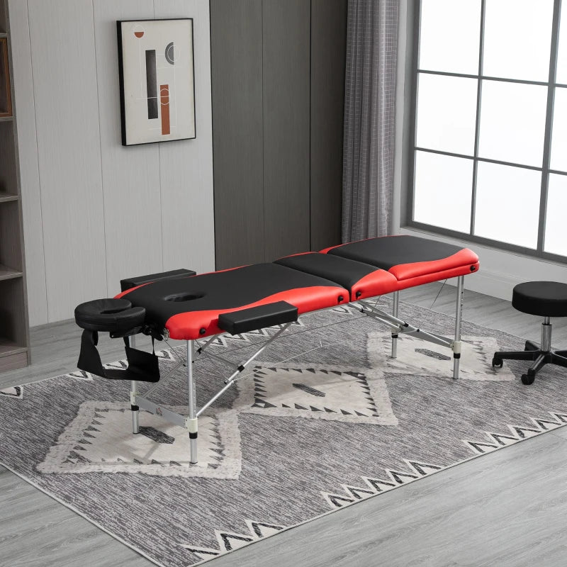 Table de massage Nancy's Alzano - Table de soins - Hauteur réglable - Pliable - Noir / Rouge