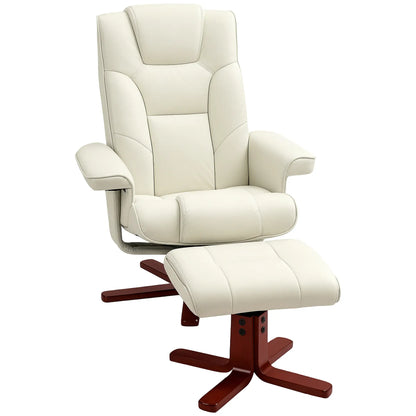 Nancy's Cedros Relaxfauteuil met Voetensteun - Relaxstoel - Loungestoel - Fauteuil - Crèmewit - Kunstleer