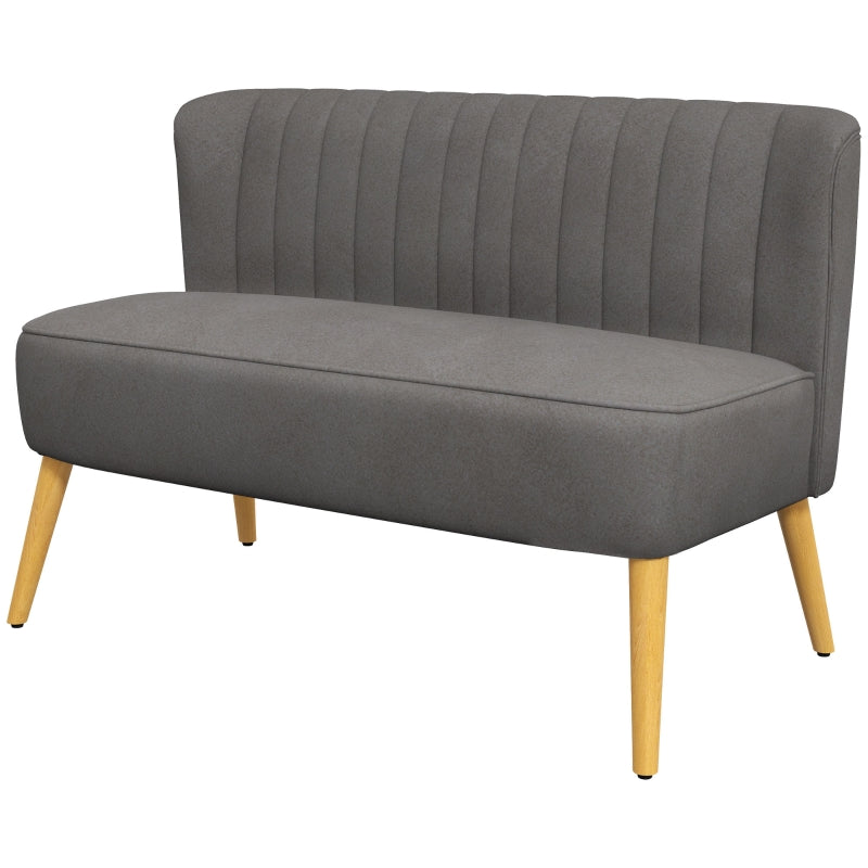 Canapé 2 places design Nancy's Hessie Retro, pieds en bois, 117 cm x 56,5 cm x 77 cm, gris foncé