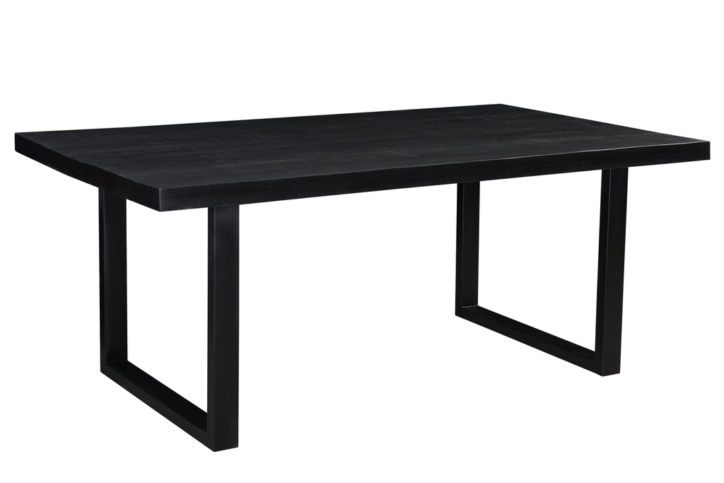 Table à manger Pedro de Nancy - Table de salle à manger - Rectangle - Bois de manguier - Acier - Noir - 180 cm