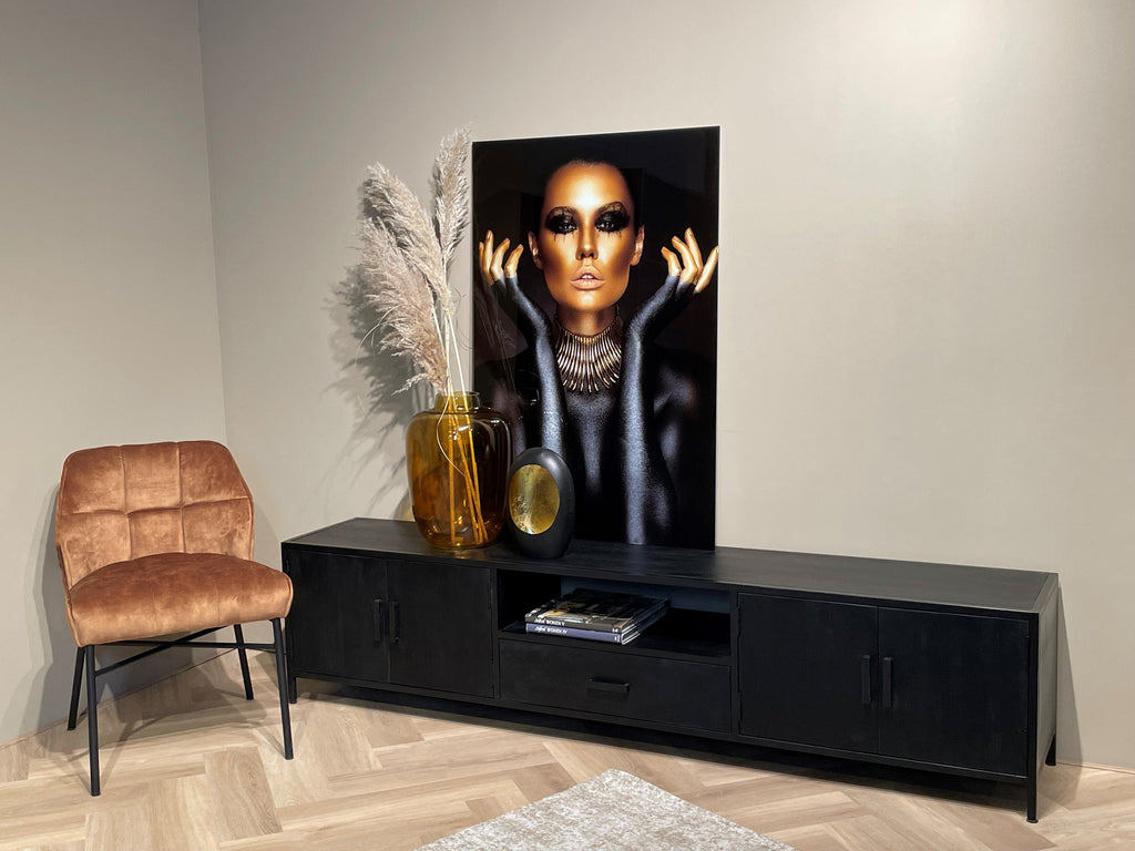 Nancy's Romariz TV Furniture - TV Cabinet - Mango wood - Black - 40 x 220 x 50 cm