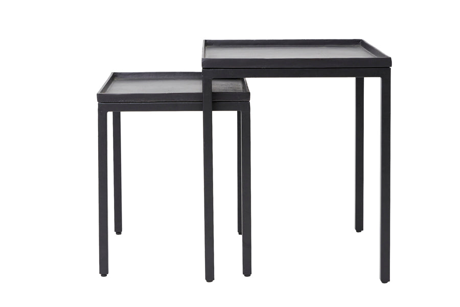 Nancy's Bispo Salontafel Set - Bijzettafel Set - Staal - Mat Zwart - Set van 2