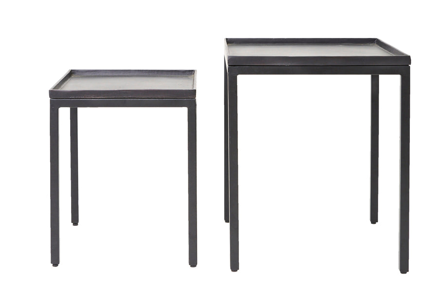 Ensemble de table basse Nancy's Bispo - Ensemble de tables d'appoint - Acier - Noir mat - Lot de 2