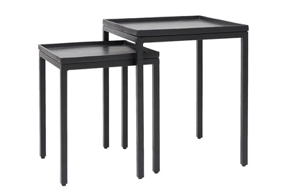 Nancy's Bispo Coffee Table Set - Side Table Set - Steel - Matt Black - Set of 2