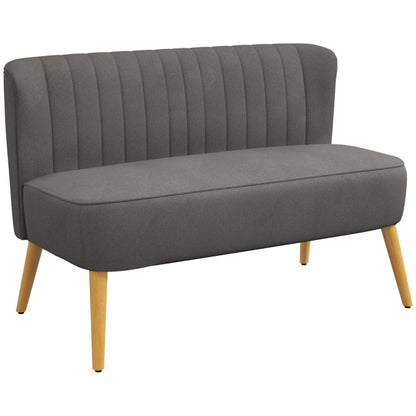 Nancy's Hessie Retro design 2-seater sofa, wooden legs, 117 cm x 56.5 cm x 77 cm, dark gray