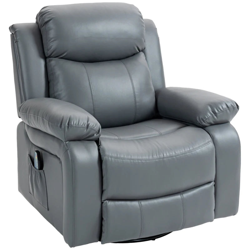 Nancy's Alfonsine Massagestoel - Relaxstoel - Relaxfauteuil - Verstelbare Rugleuning - Voetensteun - Grijs - Kunstleer