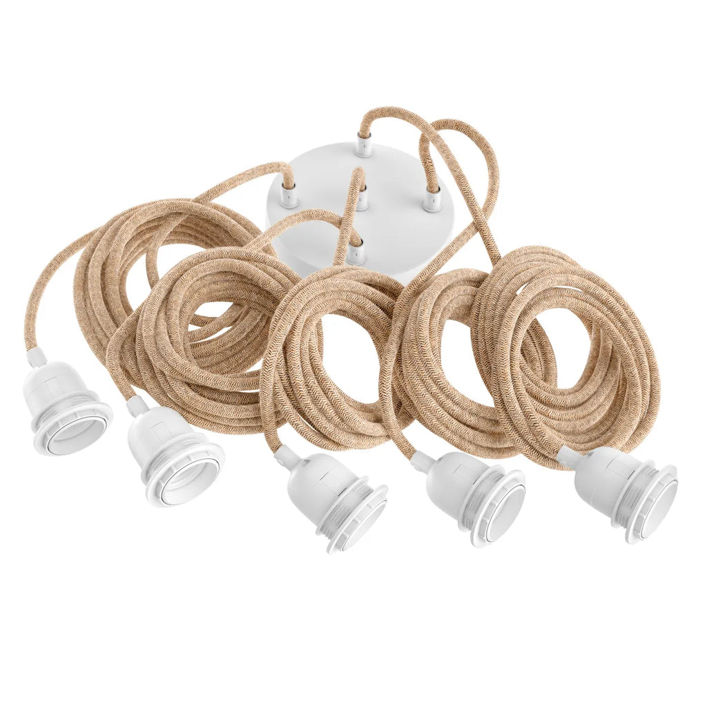 Bazar Bizar Lampfitting voor Plafond - Naturel Wit - 5 Fittingen - E27 - 40W - 350 cm