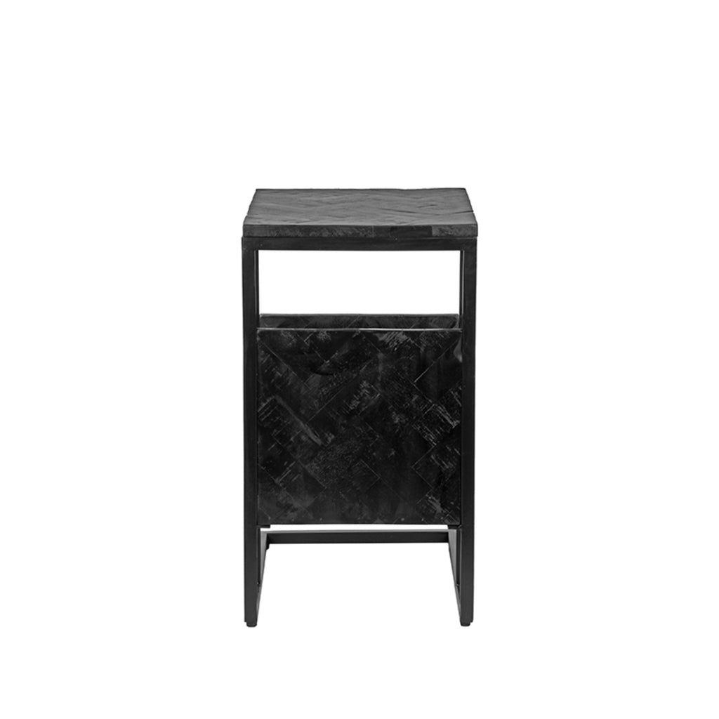 LABEL51 Table d'appoint Shift - Table pour ordinateur portable - Rectangulaire - Noir - Bois de manguier - 50 x 35 x 62 cm