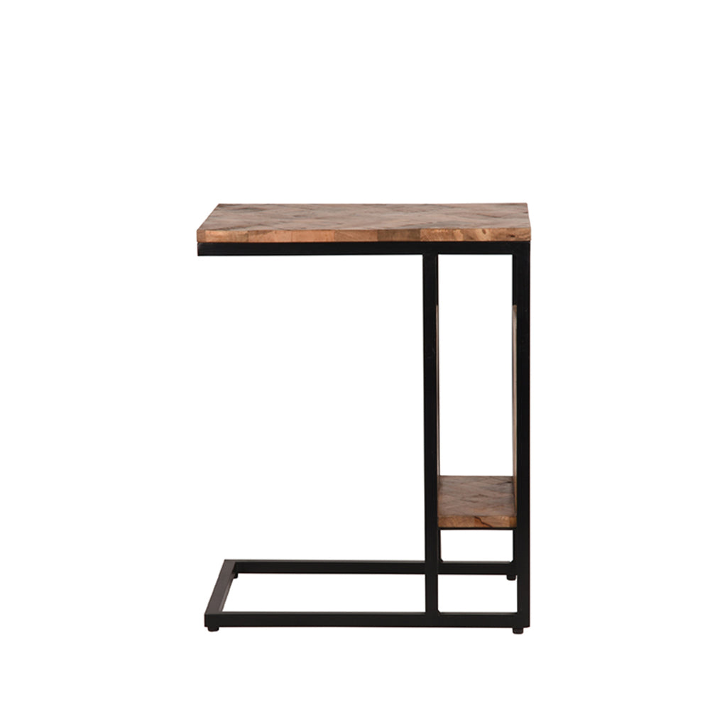 LABEL51 Table d'appoint Shift - Brut - Bois de manguier - ± 50 x 35 x 60 cm