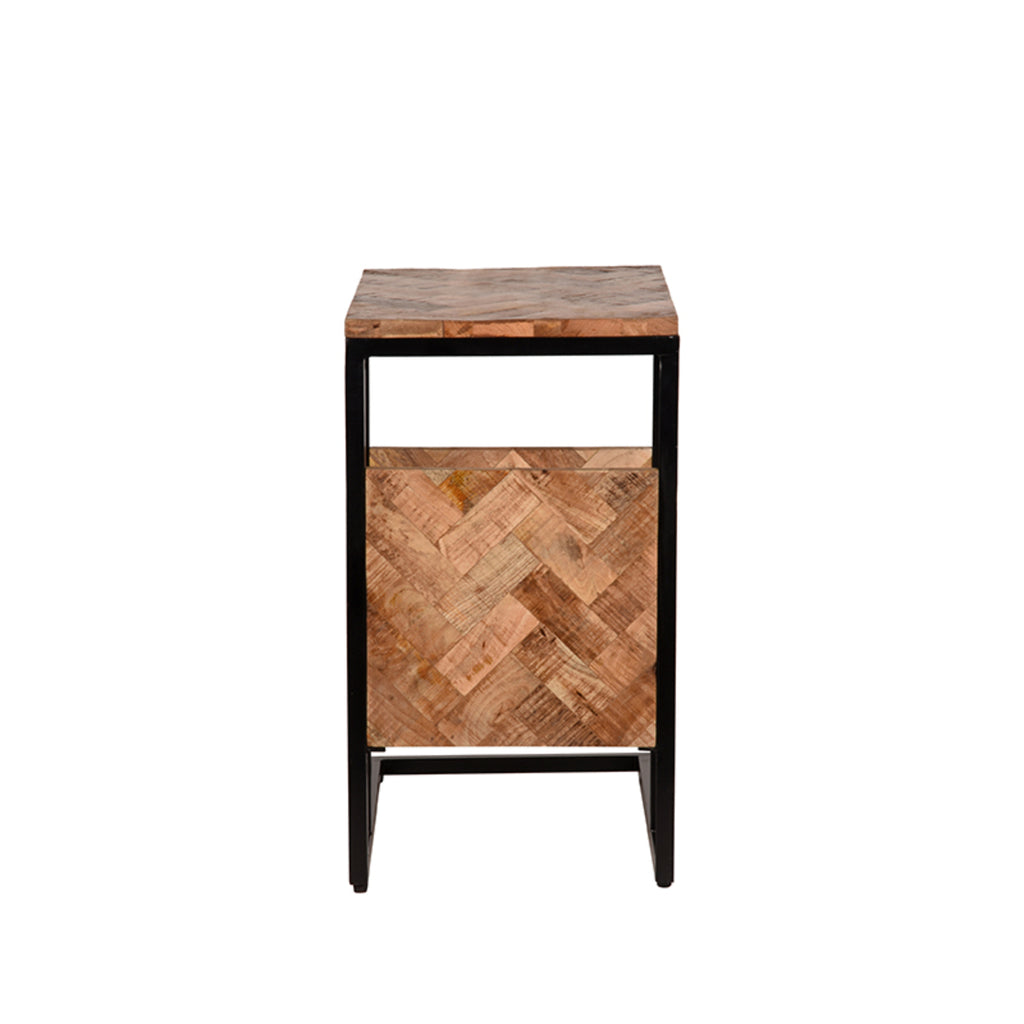 LABEL51 Table d'appoint Shift - Brut - Bois de manguier - ± 50 x 35 x 60 cm