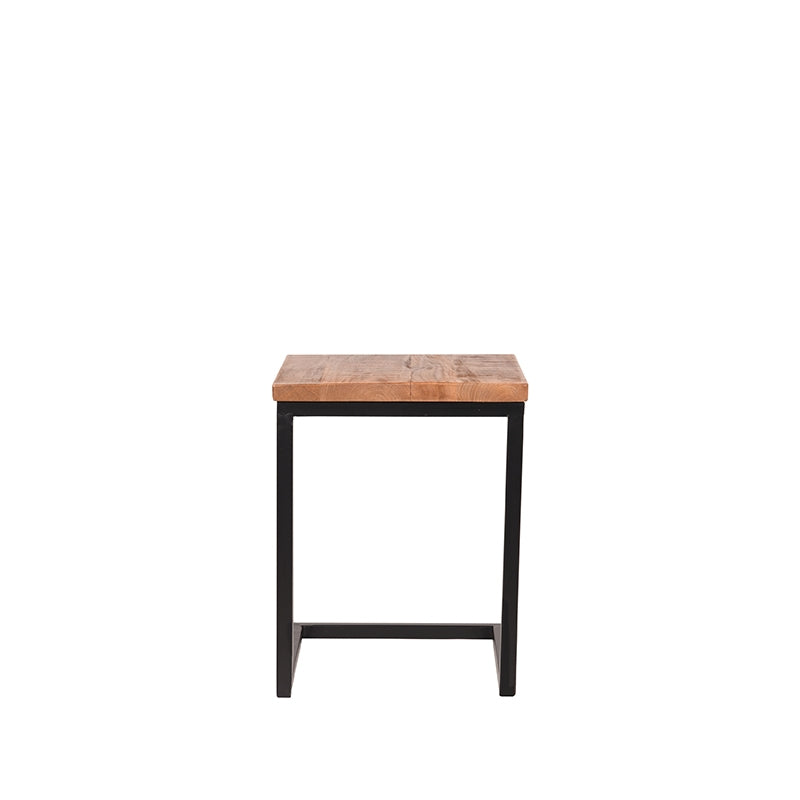 LABEL51 Table d'appoint Vintage - Table pour ordinateur portable - Carrée - Brut - Bois de manguier - 40 x 40 x 50 cm