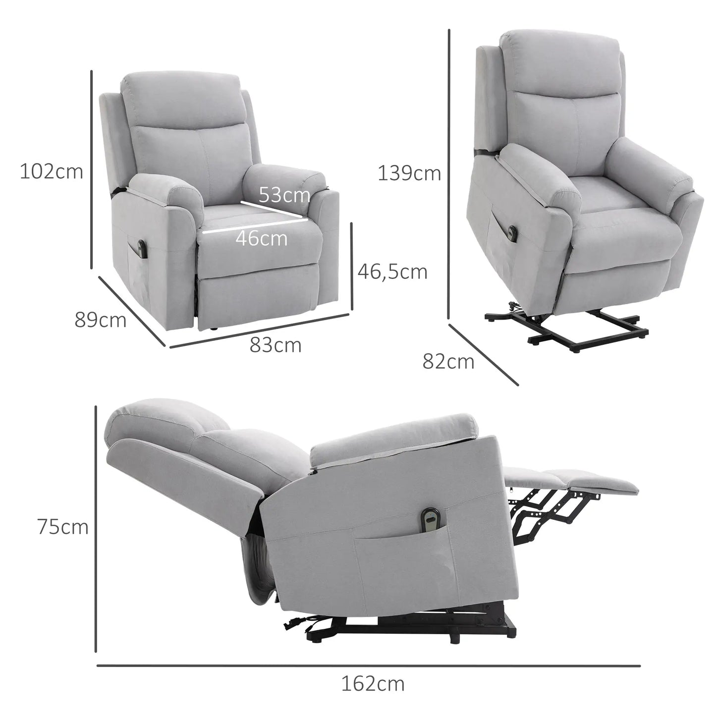 Nancy's Lagoaca Sta op stoel - Opsta stoel - Seniorenstoel - Relaxfauteuil - Ergonomisch - Grijs