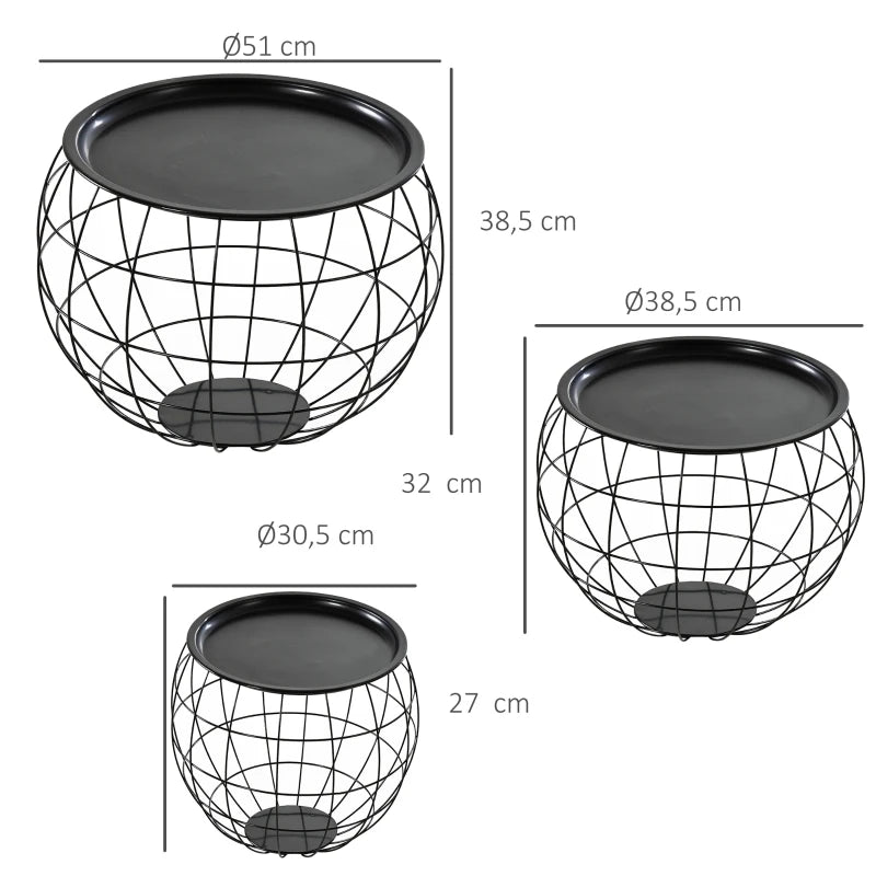 Nancy's Baunei Salontafel Set - Bijzettafel Set - Koffietafel - Zwart - Staal