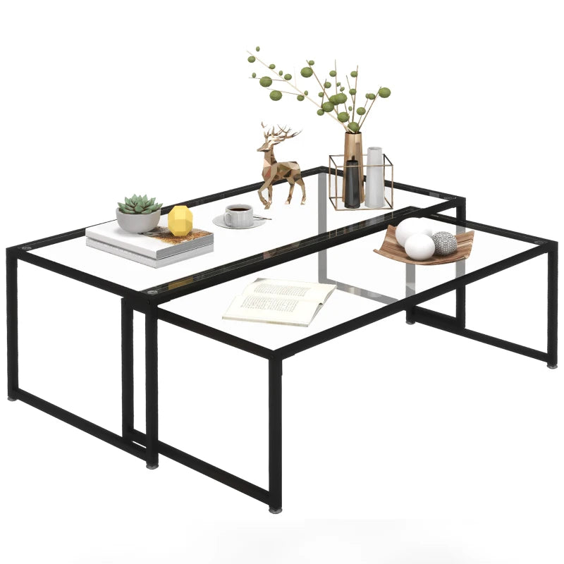 Nancy's Togueda Coffee Table Set - Modern Coffee Tables - Coffee Table - Black - Glass / Steel