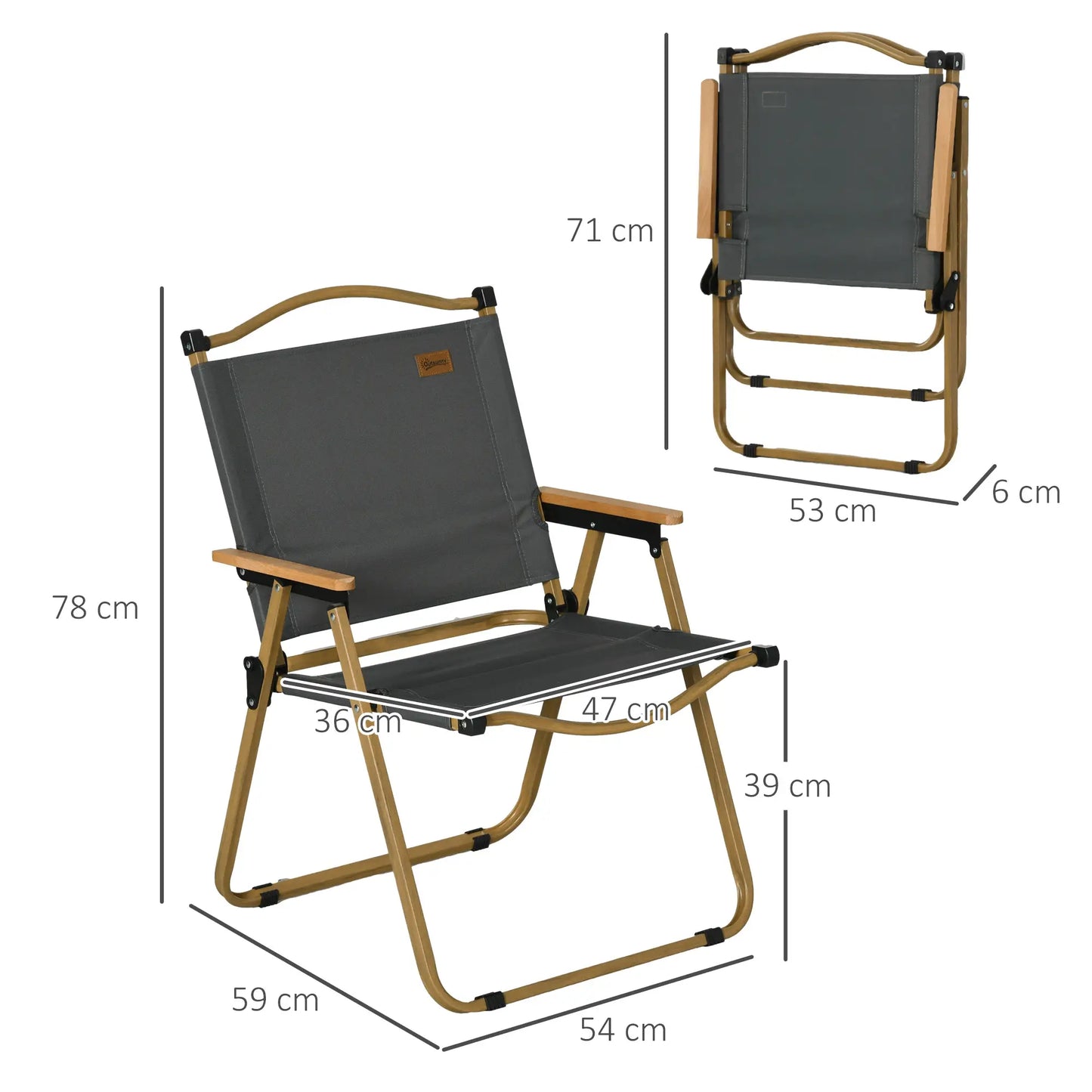 Nancy's Camastra Strandstoelen - Campingstoelen - Tuinstoelen - Set van 2 - Opvouwbaar - Donkergrijs