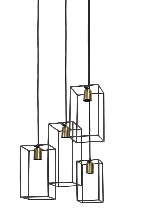 Nancy's Cardanha Hanging Lamp - Matt Black / Bronze - Steel - ± 35 x 30 x 60 cm