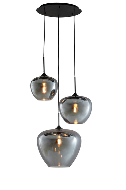 Nancy's Adenganha Hanglamp - Smoked Glas / Zwart - Glas - 40 x 40 x 160 cm