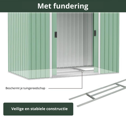 Nancy's Trute Opbergschuur - Gereedschapsschuur - Tuinschuur - Tuinhuisje - Groen - Staal - ± 210 x 130 cm