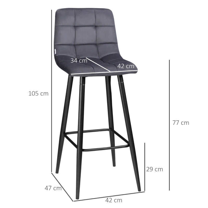 Nancy's Cambra Bar Stools - Bar Chairs - Set of 2 - Gray - 42 x 47 x 105 cm