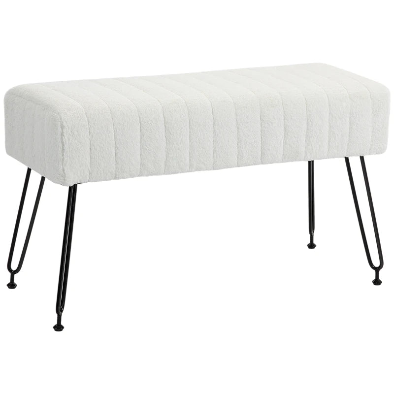 Banc Gondoriz de Nancy - Banc de couloir - Canapé - Crème - Fausse fourrure - ± 80 x 30 x 45 cm