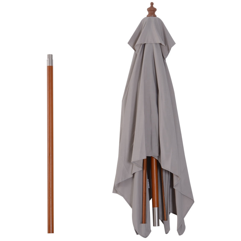 Nancy's Arvin Parasol - Tuinparasol - Zonwering - Opvouwbaar - 3 Niveaus - Hout - Polyester - Grijs- 200 x 150 cm