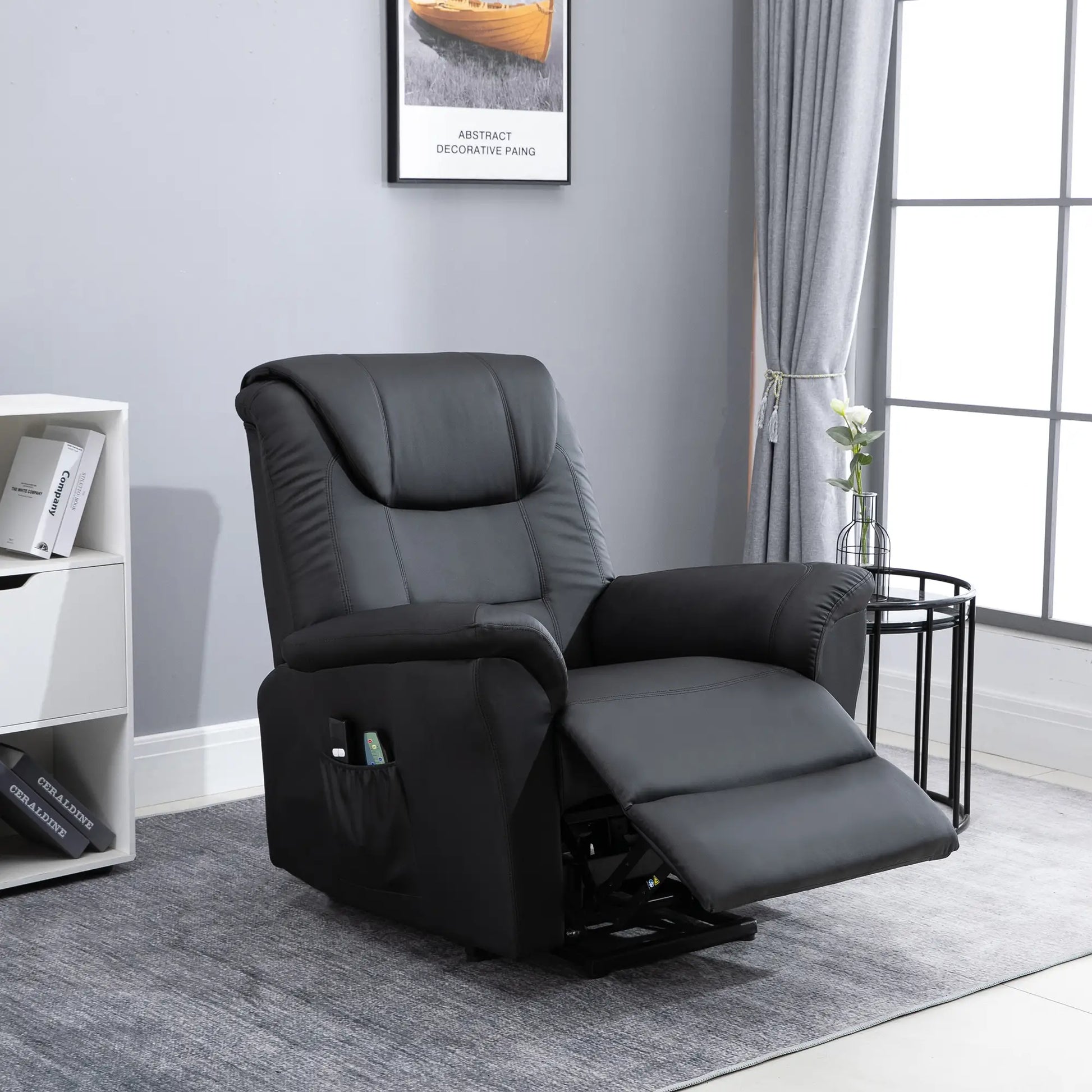 Nancy's Fatela Sta op stoel - Opsta stoel - Seniorenstoel - Massagestoel - Relaxfauteuil - Zwart - Kunstleer