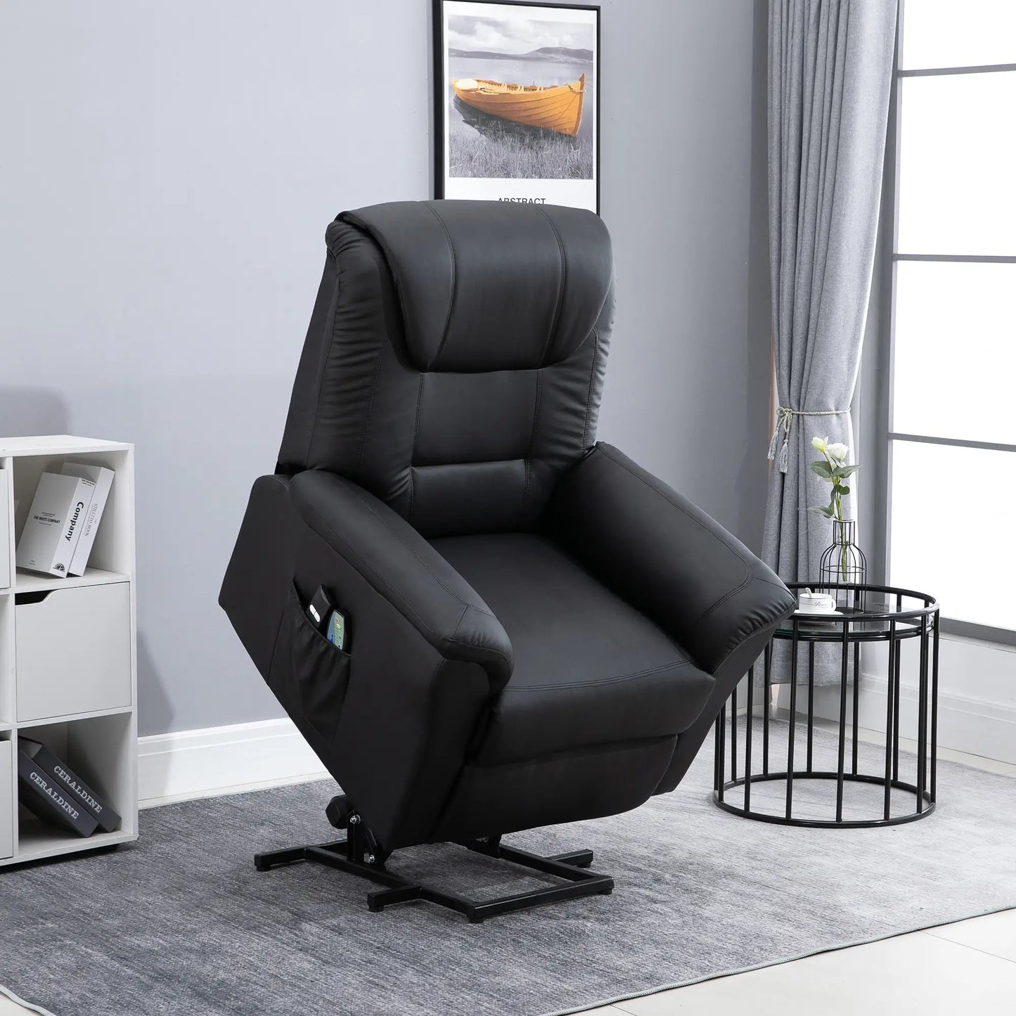 Nancy's Fatela Sta op stoel - Opsta stoel - Seniorenstoel - Massagestoel - Relaxfauteuil - Zwart - Kunstleer