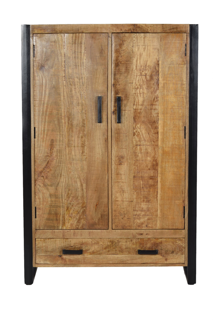 Armoire Anniso de Nancy - Armoire murale - Armoire sur pied - Bois de manguier - Acier - ± 100 x 40 x 150 cm