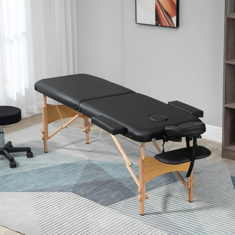 Nancy's Altopascio Massagetafel - Behandeltafel - Opvouwbaar - In hoogte verstelbaar - Zwart - Beukenhout / Kunstleer