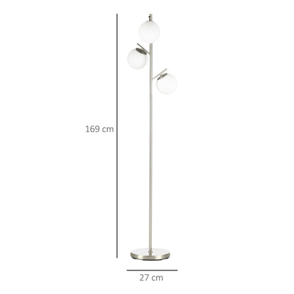 Nancy's Ardea Vloerlamp - Staande Lamp - Zilver / Wit - Glas / Staal