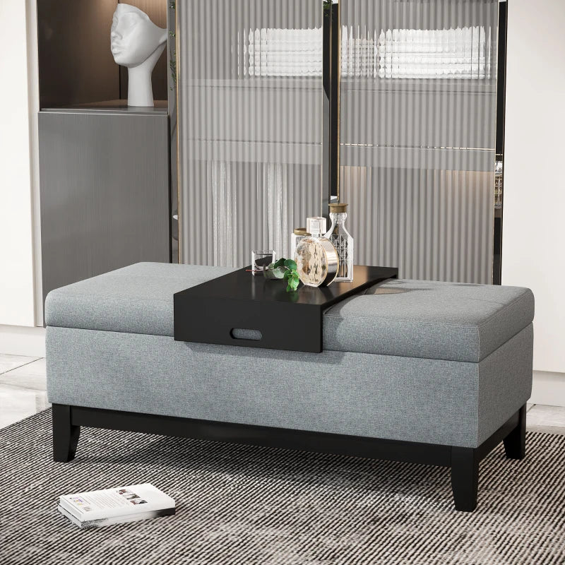 Nancy's Ribeiradio Storage Bench - Stool - Bench with storage space - Grey / Black - ± 110 x 50 x 45 cm