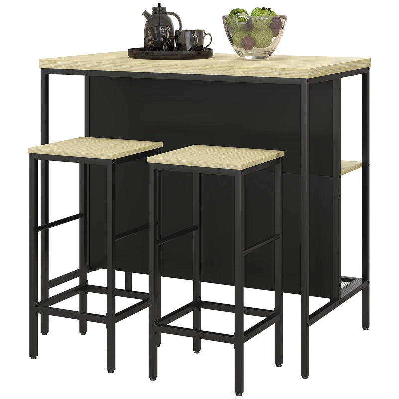 Nancy's Albizzate Bar Table Set - 3-Piece Bar Set - Oak / Black