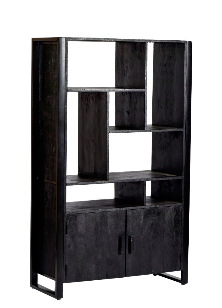 Bibliothèque Deocriste de Nancy - Armoire murale - Armoire sur pied - Bois de manguier - Noir - ± 40 x 110 x 180 cm