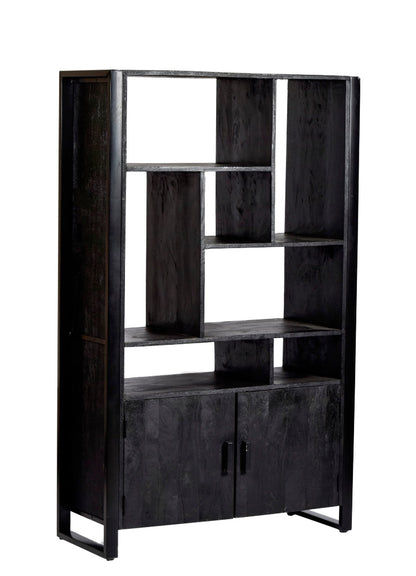 Bibliothèque Deocriste de Nancy - Armoire murale - Armoire sur pied - Bois de manguier - Noir - ± 40 x 110 x 180 cm