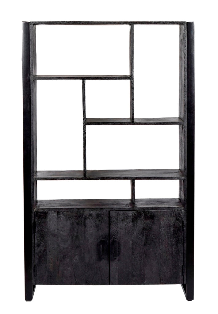 Nancy's Deocriste Bookcase - Wall cabinet - Standing cabinet - Mango wood - Black - ± 40 x 110 x 180 cm