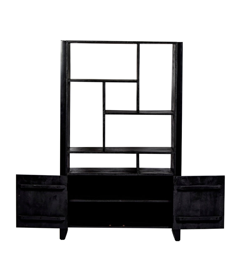 Nancy's Deocriste Bookcase - Wall cabinet - Standing cabinet - Mango wood - Black - ± 40 x 110 x 180 cm