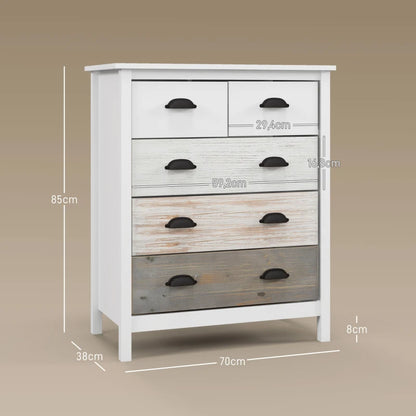 Nancy's Alassio Chest of Drawers - Dresser - Sideboard - Storage Cabinet - White / Brown - ± 70 x 40 x 85 cm