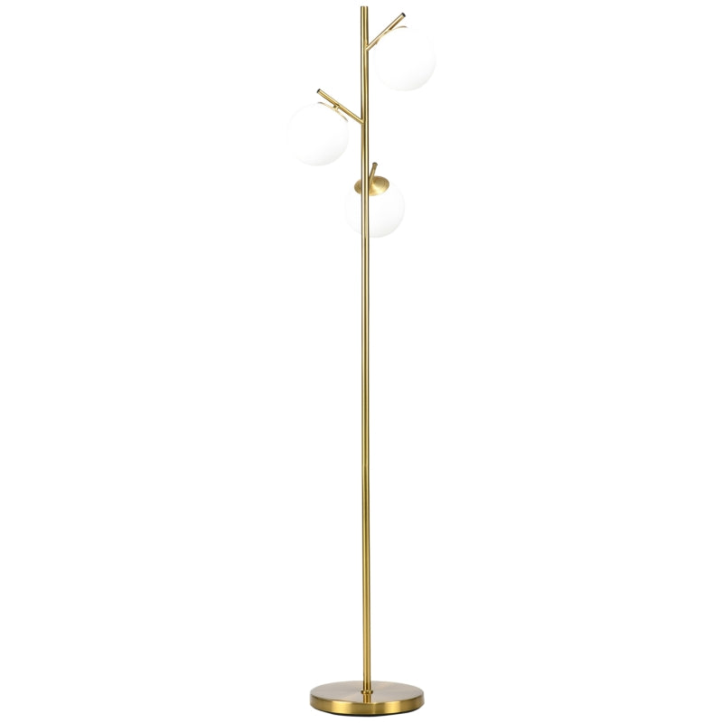 Nancy's Ardenno Vloerlamp - Staande Lamp - Goud / Wit - Glas / Staal