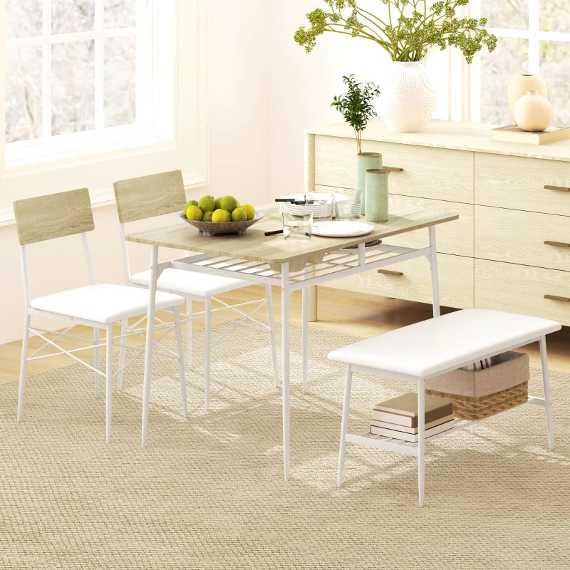 Nancy's Alhoes Eetkamertafel Set - Tafel Set - Eettafel Set - Eiken / Wit