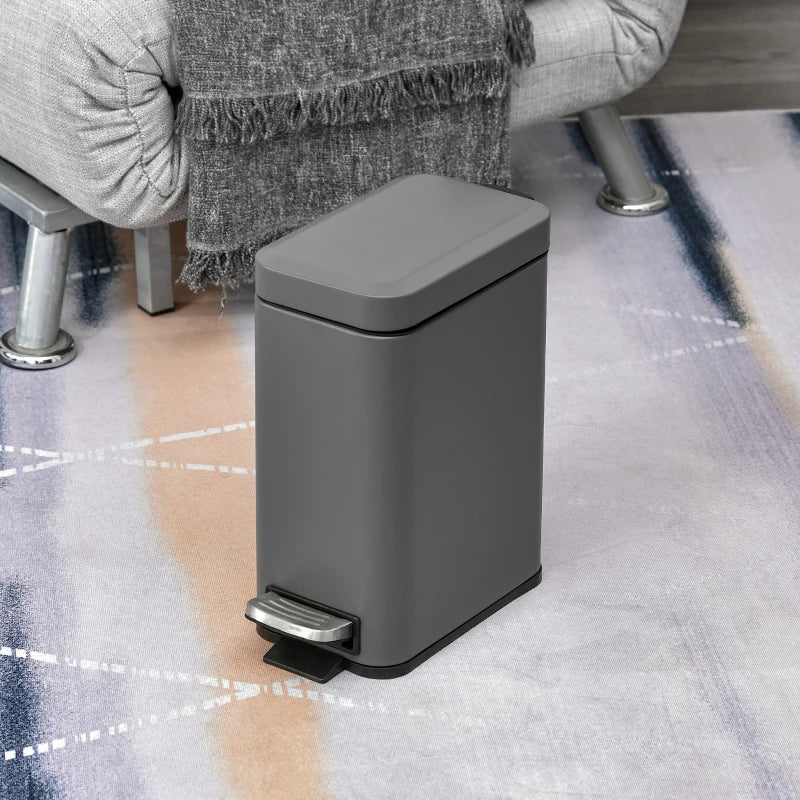 Nancy's Bisceglie Pedal Bin - Waste Bin - Garbage Bin - Grey - Steel - 5L