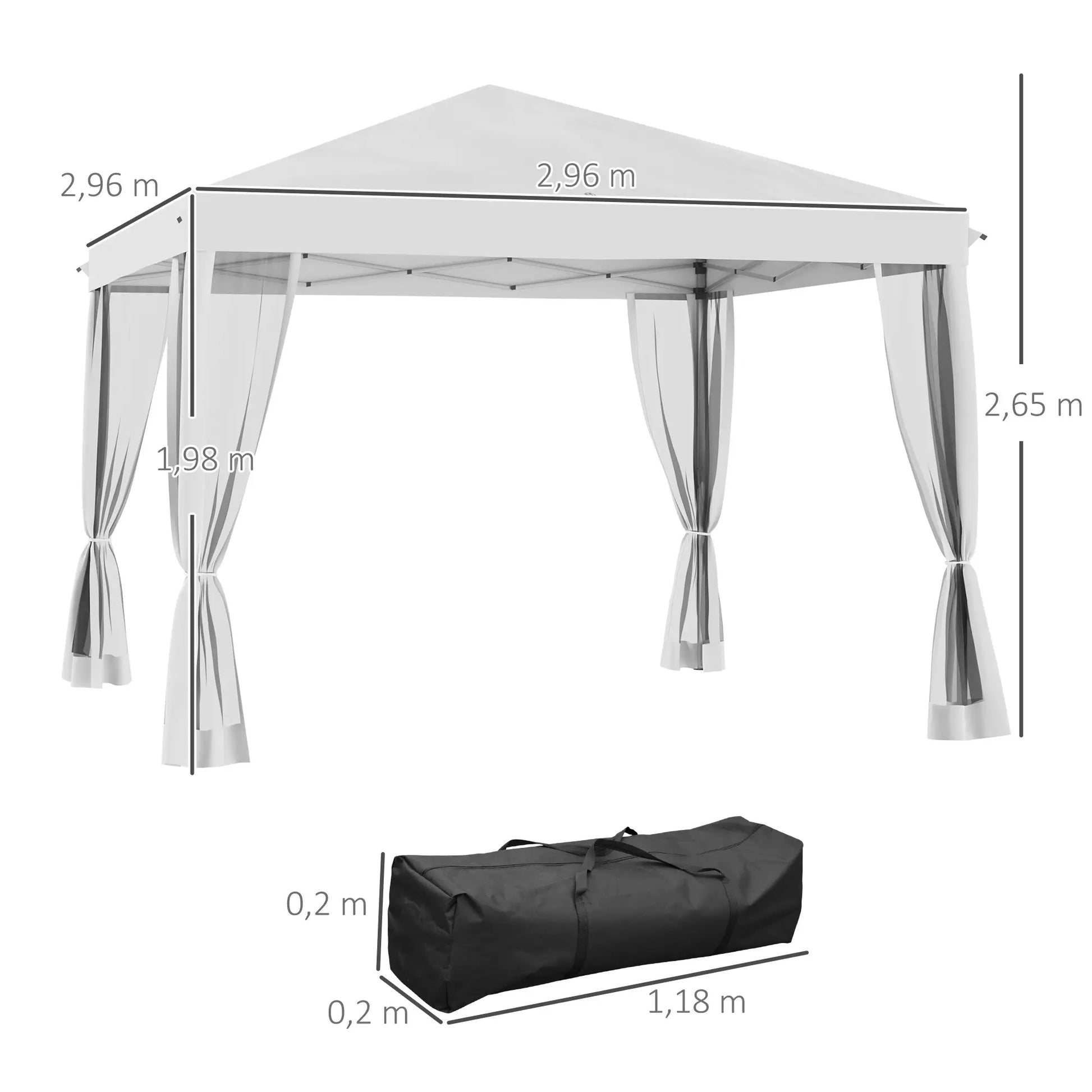 Nancy's Lamosa Paviljoen - Tuinpaviljoen - Partytent - Wit - ± 295 x 295 x 265 cm