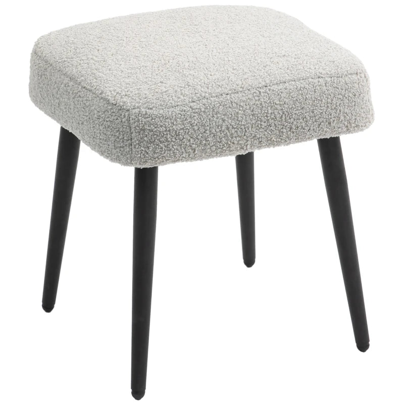 Tabouret Apecchio de Nancy - Pouf - Gris Clair - Teddy / Acier