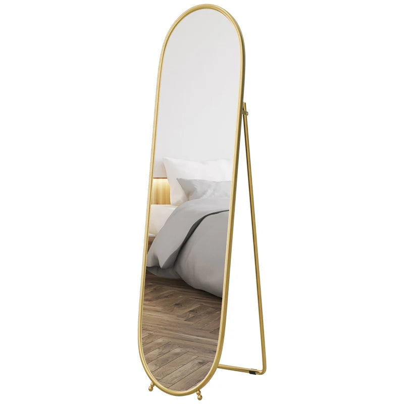 Nancy's Sandim Standing Mirror - Clothes Mirror - Wall Mirror - Oval - Gold - 40 x 160 cm