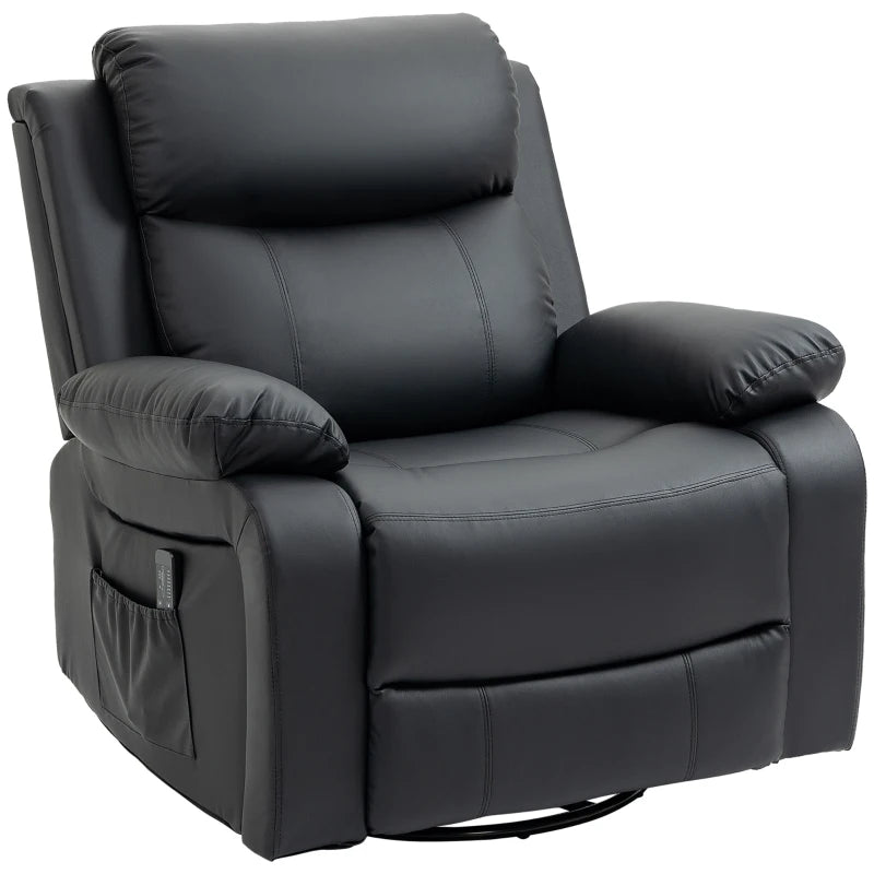 Nancy's Gondar Massagestoel - Relaxfauteuil - Relaxstoel - Verstelbare rugleuning - Draaibaar - Zwart - Kunstleer