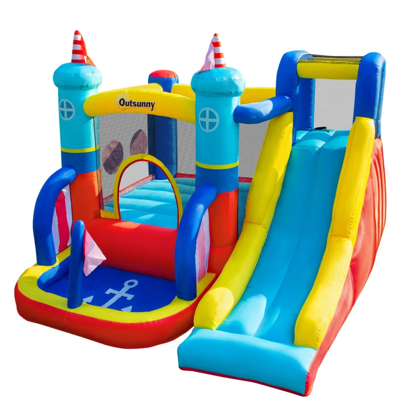 Château gonflable Boucaes de Nancy avec toboggan / piscine d'eau / mur d'escalade - Multicolore - 265 x 260 x 200 cm