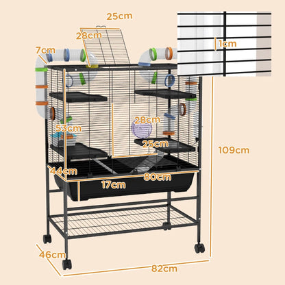 Nancy's Coruche Hamsterkooi - Knaagdierkooien - Zwart - ± 80 x 45 x 110 cm 